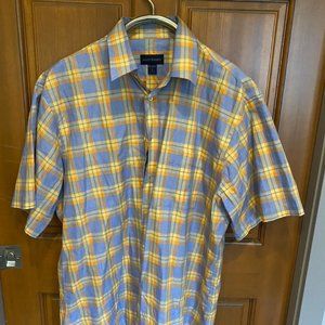 Scott Barber large blue and yellow shirt